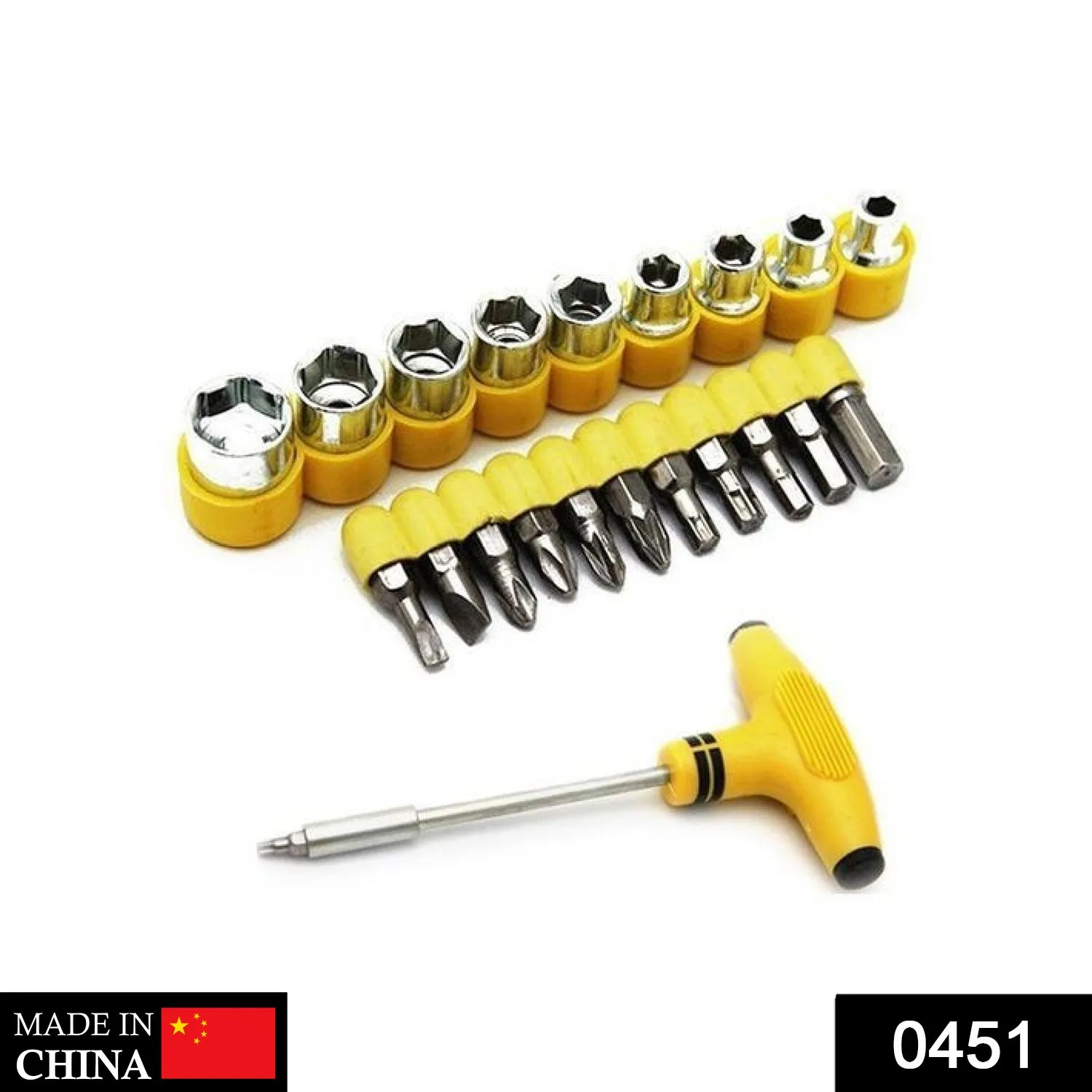 0451 24pcs T shape screwdriver set Batch Head Ratchet Pawl Socket Spanner hand tools