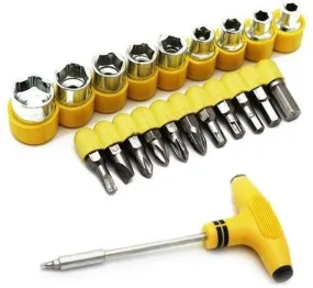 0451 24pcs T shape screwdriver set Batch Head Ratchet Pawl Socket Spanner hand tools