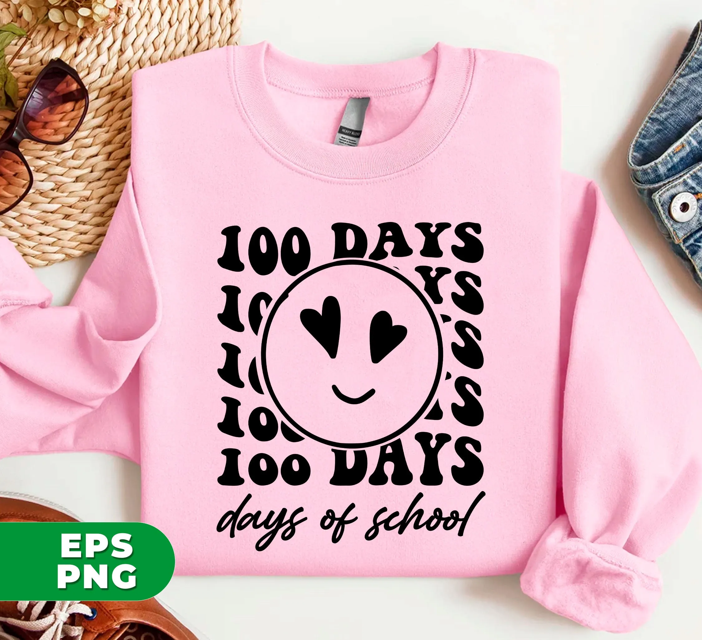 100 Days Of School, Love School, Student Gift, Teacher Gift, Digital Files, Png Sublimation