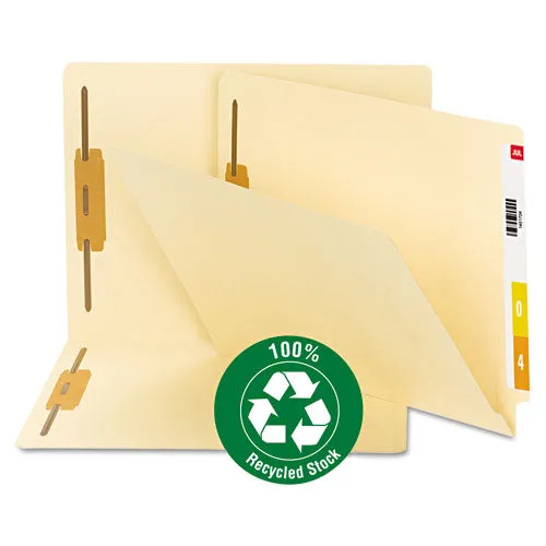 100% Recycled Manila End Tab Folders With Two Fasteners, Straight Tab, Letter Size, 50-box