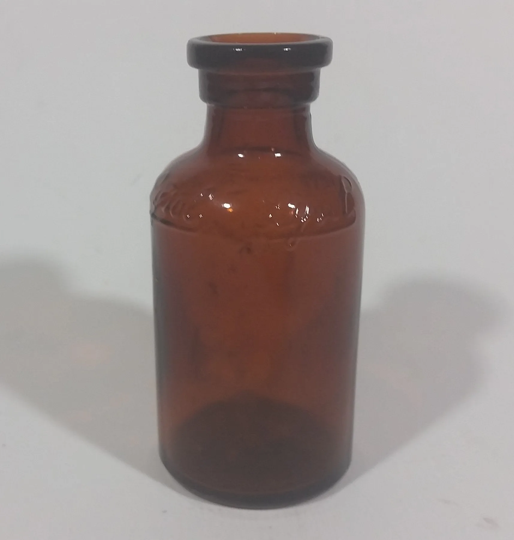 1920s Lysol Disenfectant Embossed Small Amber Glass Bottle - Cork Plug Top