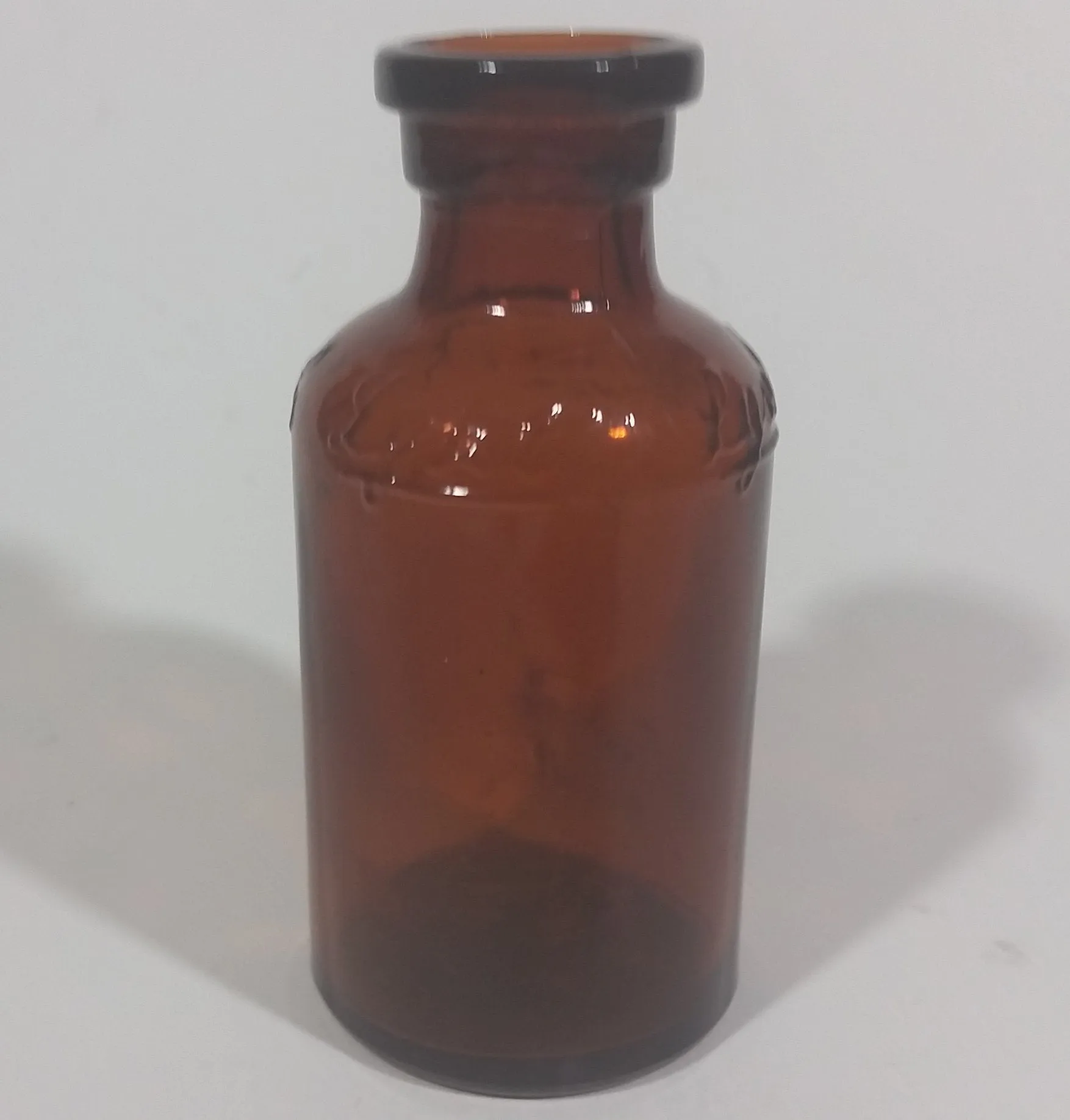 1920s Lysol Disenfectant Embossed Small Amber Glass Bottle - Cork Plug Top