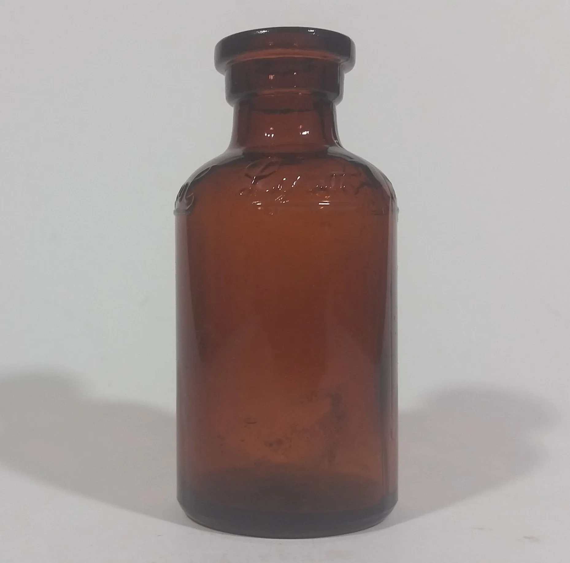 1920s Lysol Disenfectant Embossed Small Amber Glass Bottle - Cork Plug Top