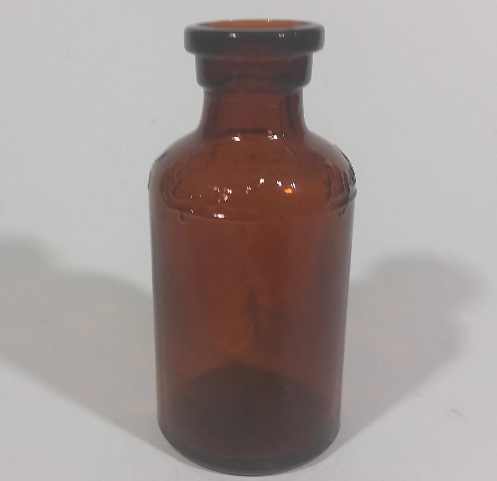 1920s Lysol Disenfectant Embossed Small Amber Glass Bottle - Cork Plug Top