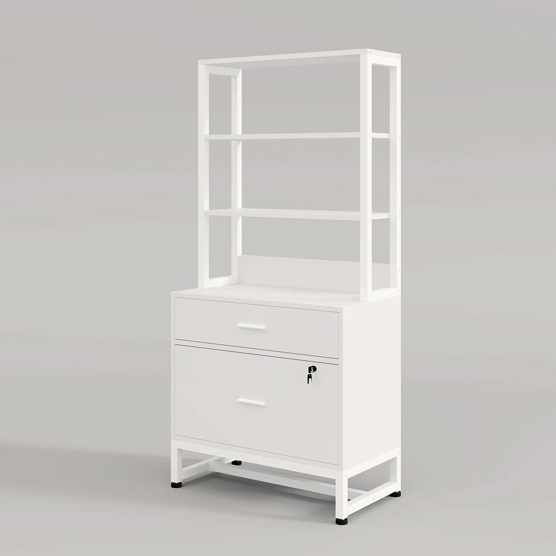 2-Drawer File Cabinet, Vertical Filing Cabinet with Lock & Bookshelf