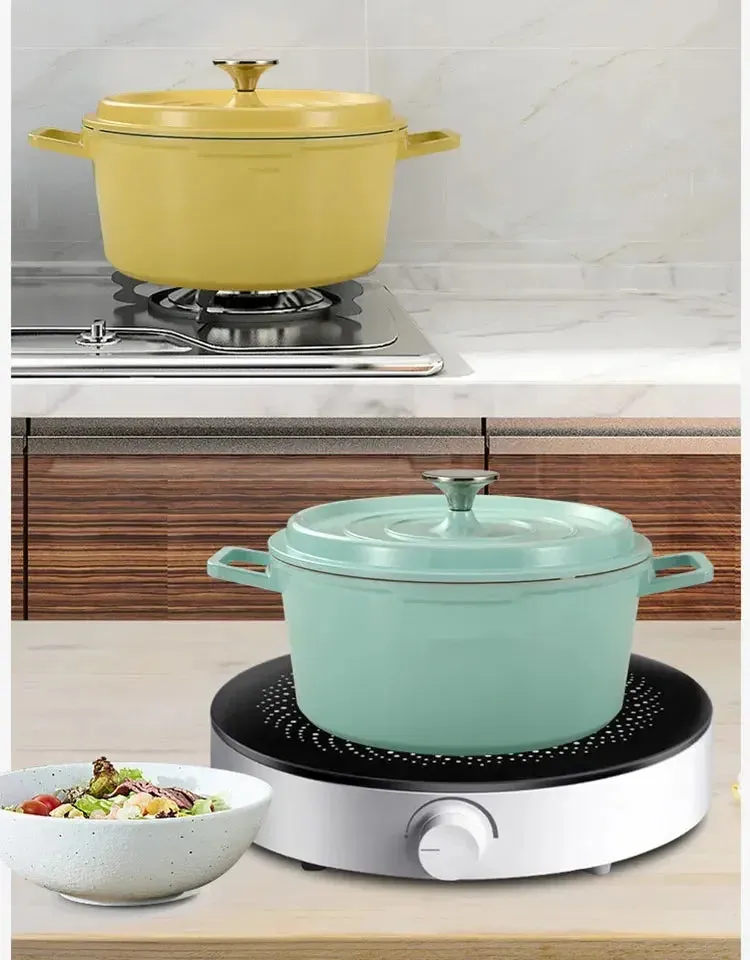 24cm Enamel Saucepan & Lid -  Uncoated Nonstick  Cookware/Tableware.