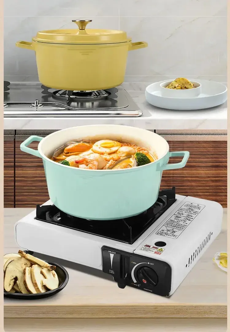 24cm Enamel Saucepan & Lid -  Uncoated Nonstick  Cookware/Tableware.