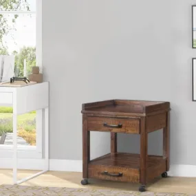 24" 2 Drawers Wooden Printer Stand with Casters, Brown By Casagear Home