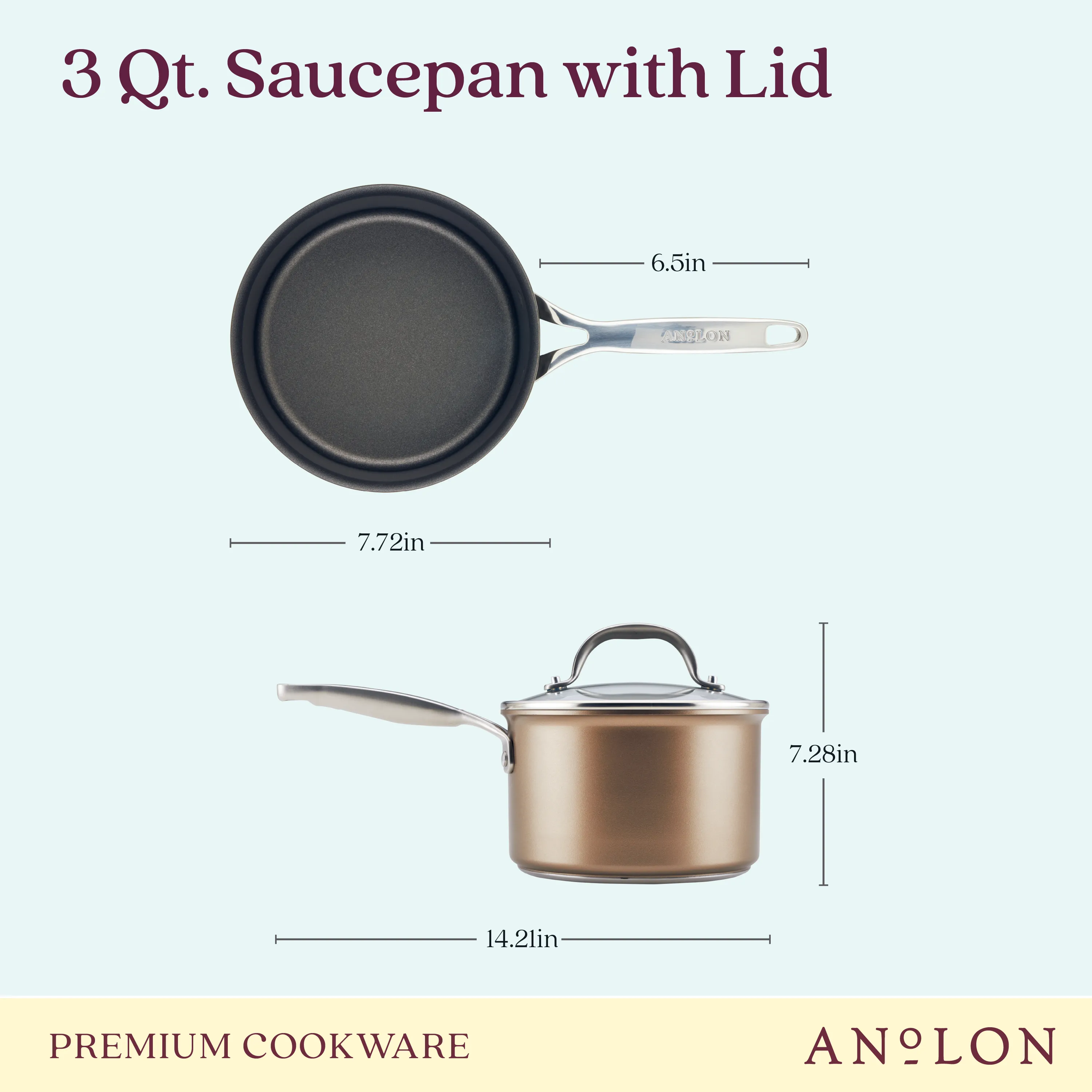 3-Quart Hard Anodized Nonstick Saucepan with Lid