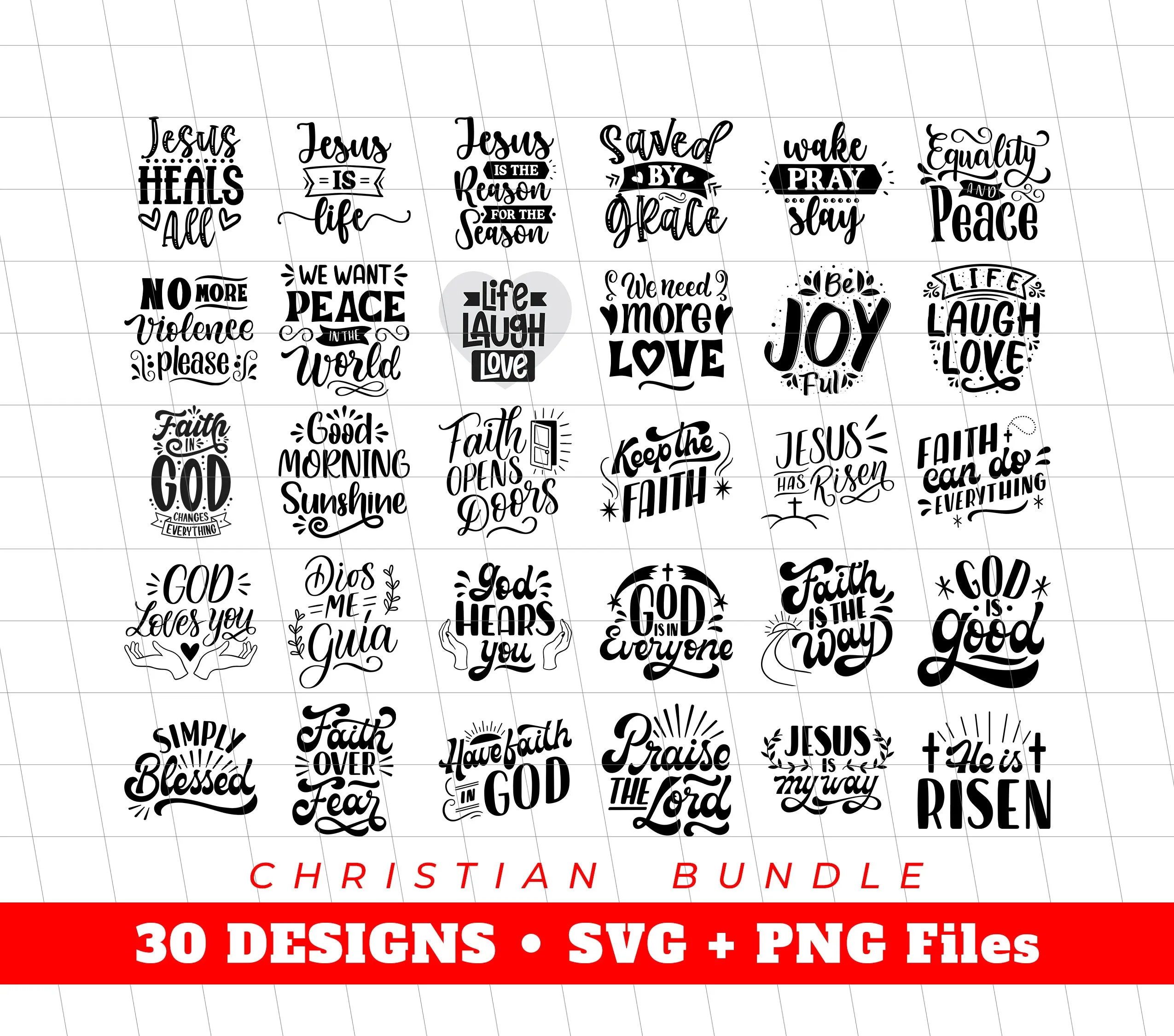 30 Christian Designs, Christian Bundle, Pastor Designs, Svg Files, Png Sublimation