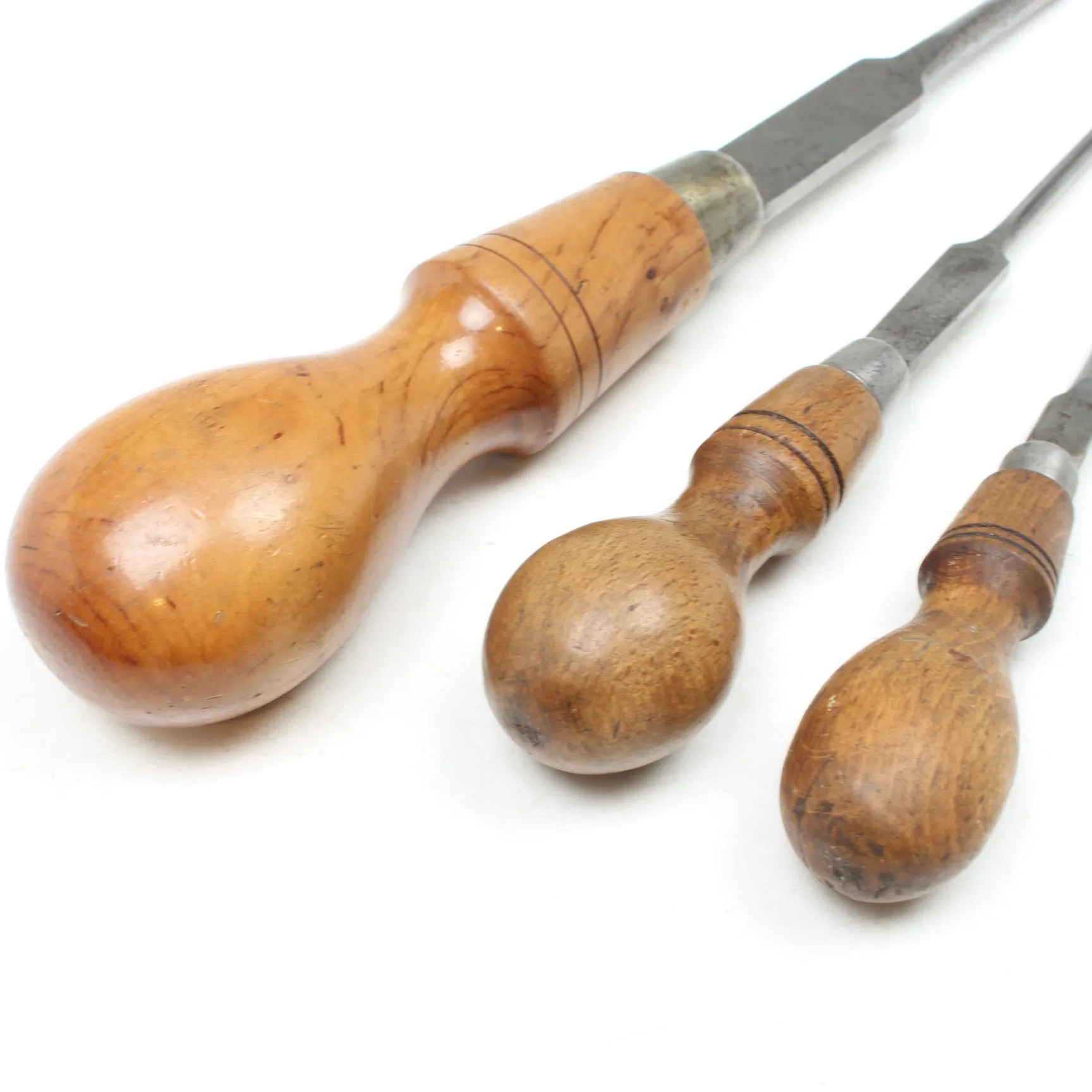 3x Old Screwdrivers   Bradawl (Beech, Boxwood)