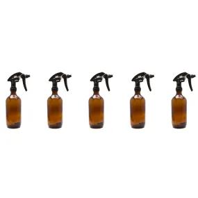 5x 500ml Amber Glass Spray Bottle   Trigger - Refillable Oil Dispenser