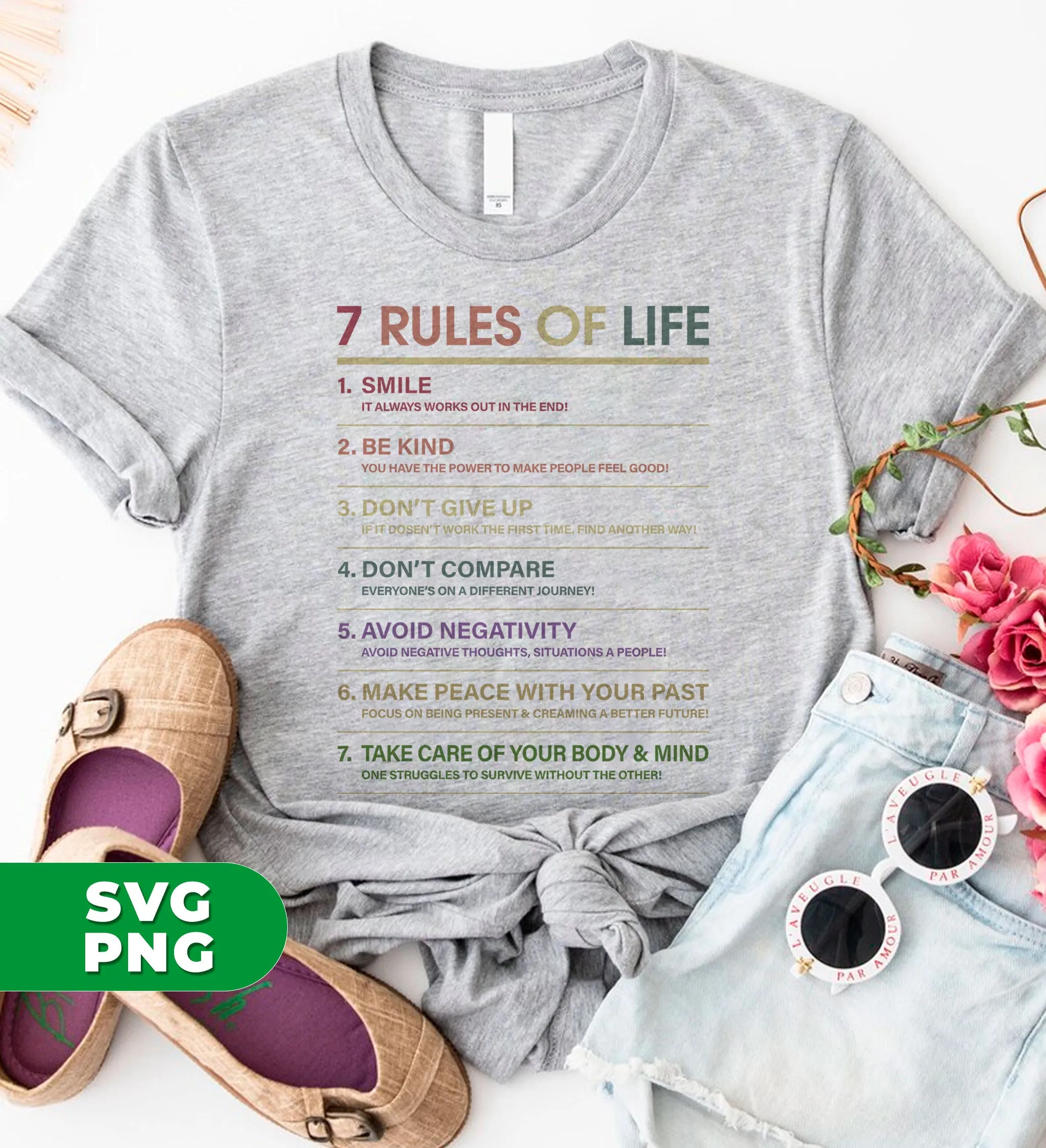 7 Rules Of Life, Don't Give Up, Love Your Rules, Digital Files, Png Sublimation