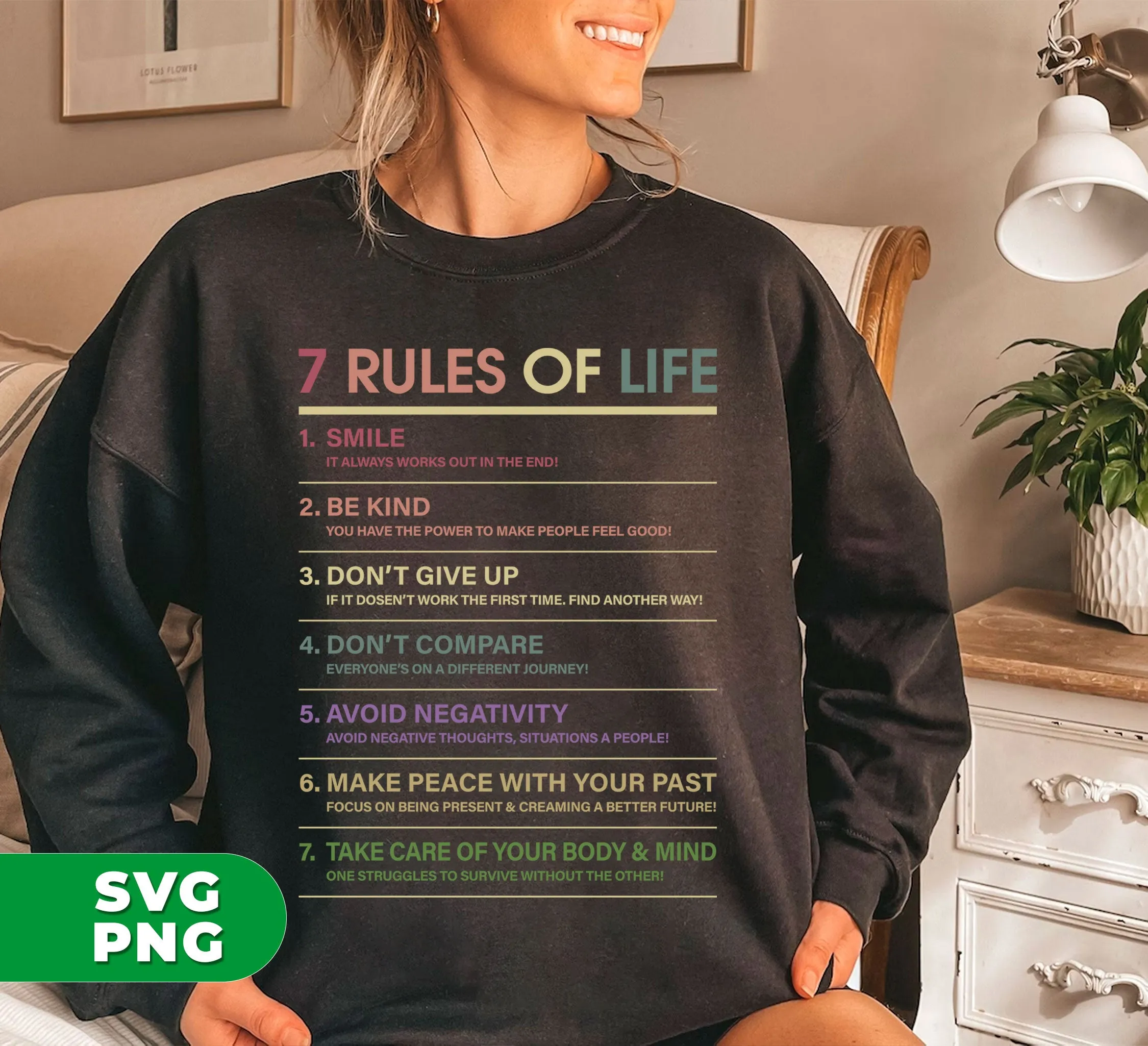 7 Rules Of Life, Don't Give Up, Love Your Rules, Digital Files, Png Sublimation