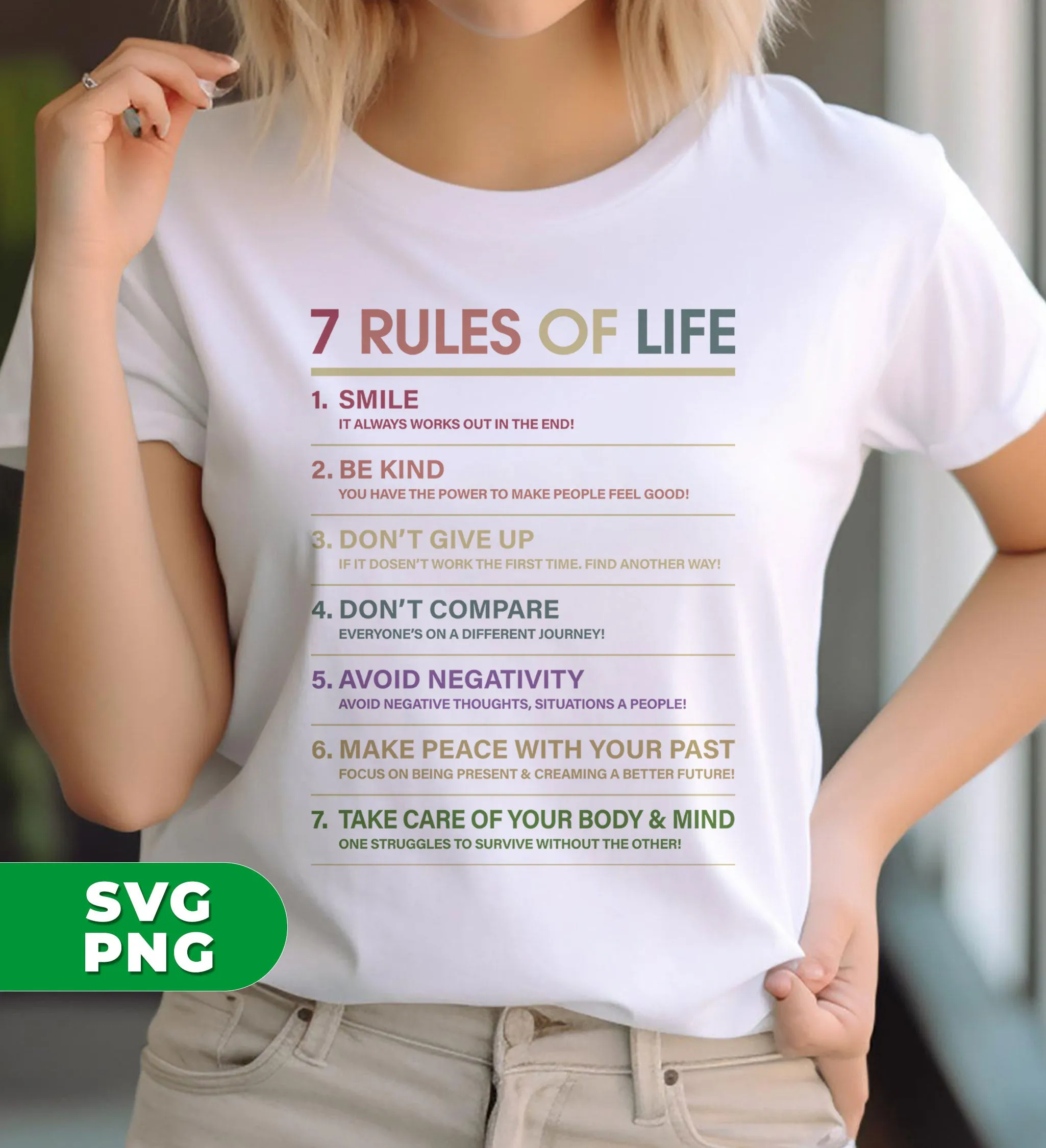 7 Rules Of Life, Don't Give Up, Love Your Rules, Digital Files, Png Sublimation