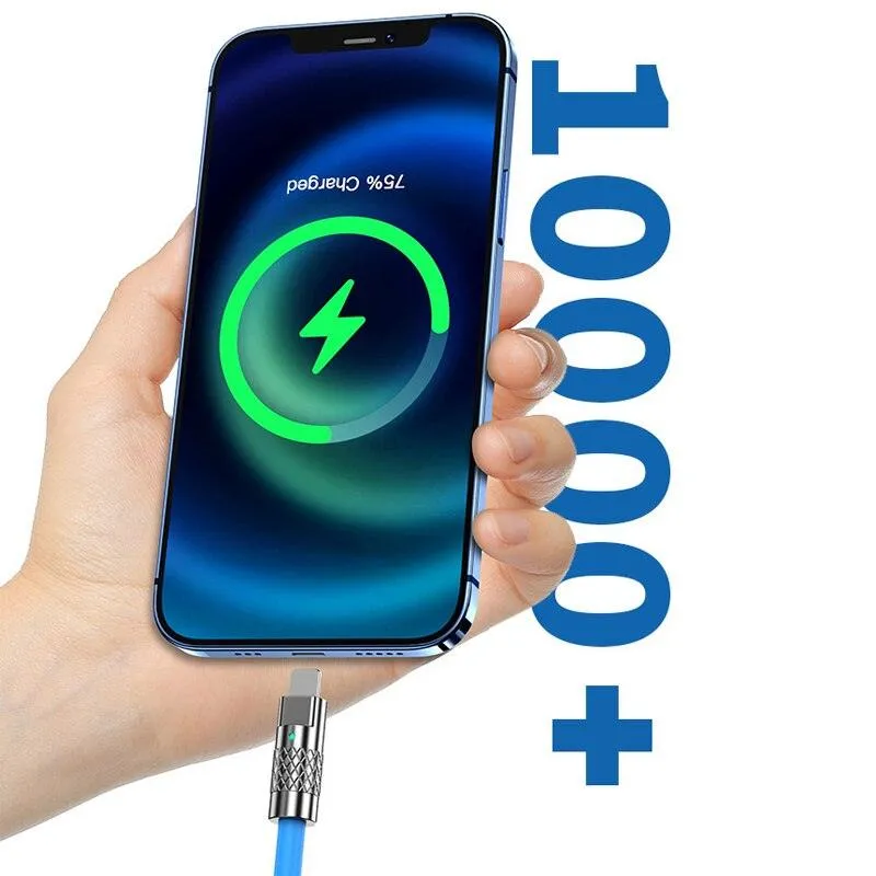 atongm 120W 6A Süper Hızlı Şarj PD Tip-C Aydınlatma Sıvı Silikon Kablo IPhone Şarj Kablosu