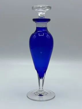 Beautiful Colbalt Blue Perfume Bottle Clear Base & 3.5” Stopper /ro