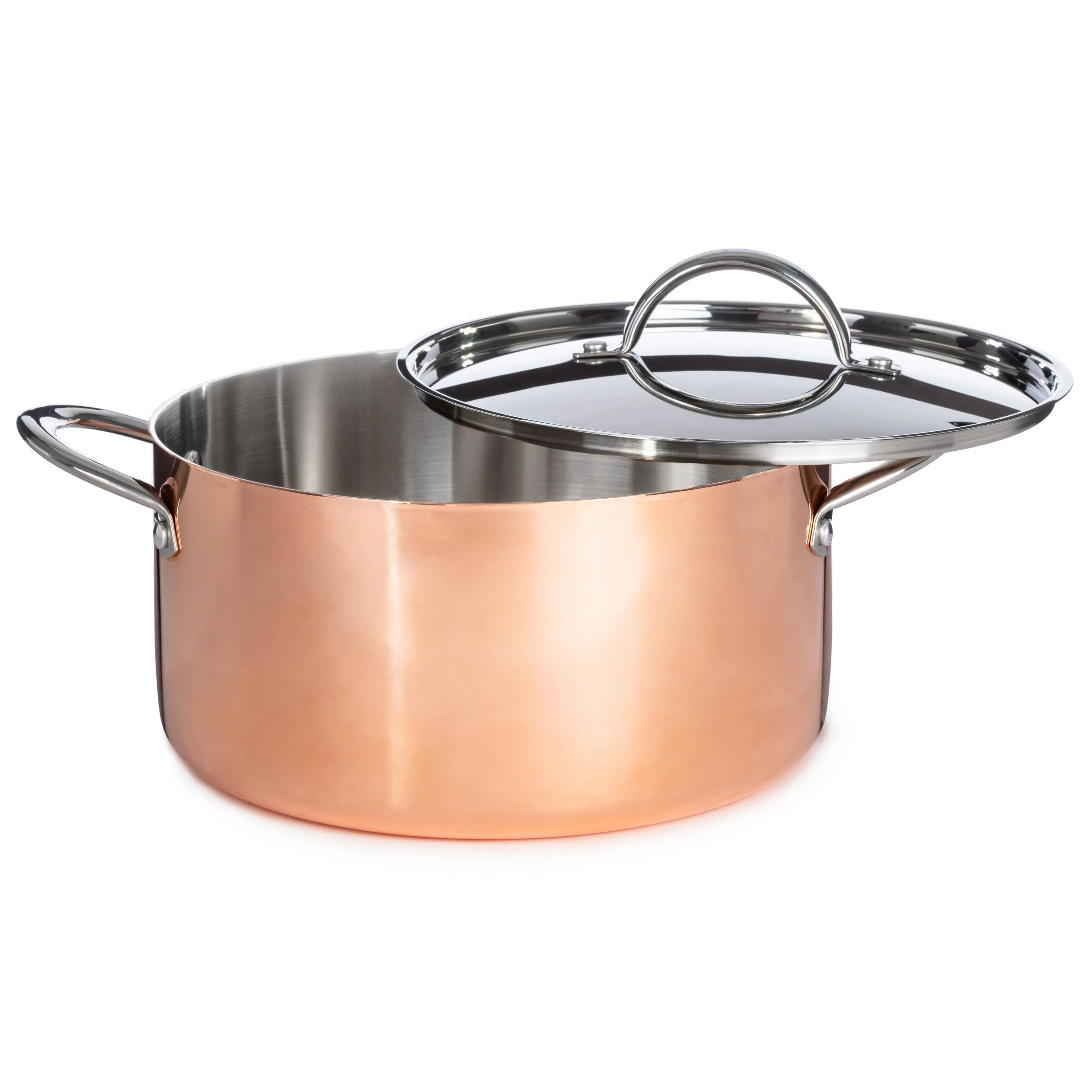 BergHOFF Vintage 6pc Tri-Ply Copper Cookware Set with Lids, Polished