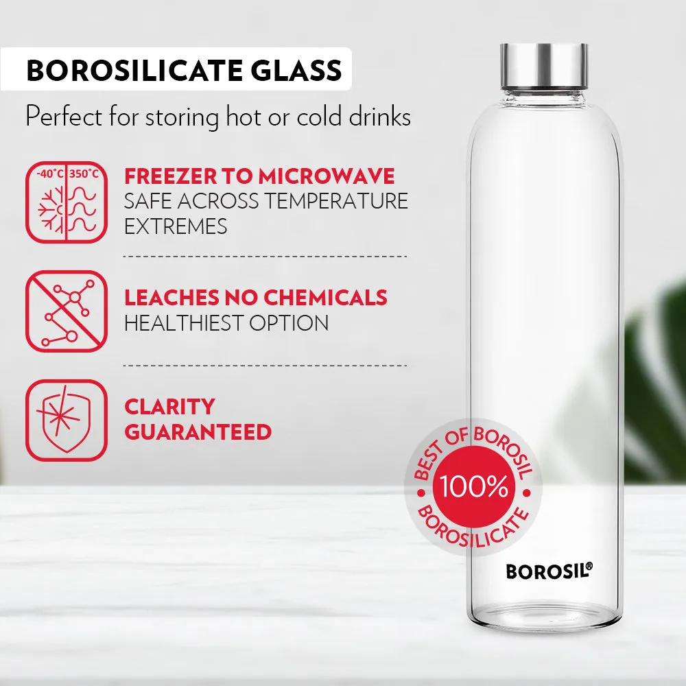 Borosil Crysto Glass Bottle - SS Lid - Personalise