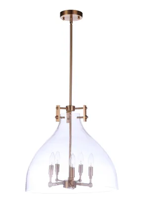 Chardonnay 5 Light Pendant in Satin Brass