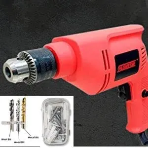 Cheston 10mm Drill/Driver Machine 6104 Reversible Hammer Driver with 2Hss 2wood 2wall 2Screwdriver Variable Speed Screwdriver Keyless Chuck 400W, 2600-RPM Power Tools