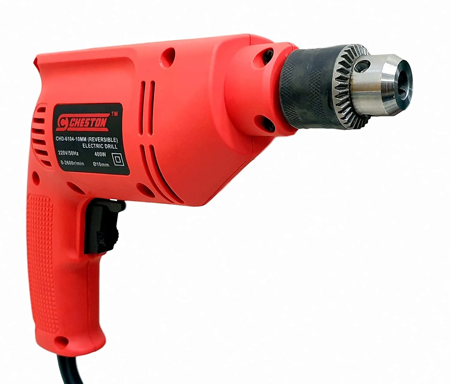 Cheston 10mm Drill/Driver Machine 6104 Reversible Hammer Driver with 2Hss 2wood 2wall 2Screwdriver Variable Speed Screwdriver Keyless Chuck 400W, 2600-RPM Power Tools