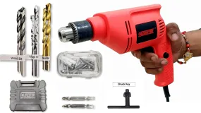 Cheston 10mm Drill/Driver Machine 6104 Reversible Hammer Driver with 2Hss 2wood 2wall 2Screwdriver Variable Speed Screwdriver Keyless Chuck 400W, 2600-RPM Power Tools