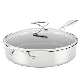 Circulon Clad Stainless Steel Saute Pan with Lid and Hybrid SteelShield and Nonstick Technology, 5-Quart, 4.7L, Silver