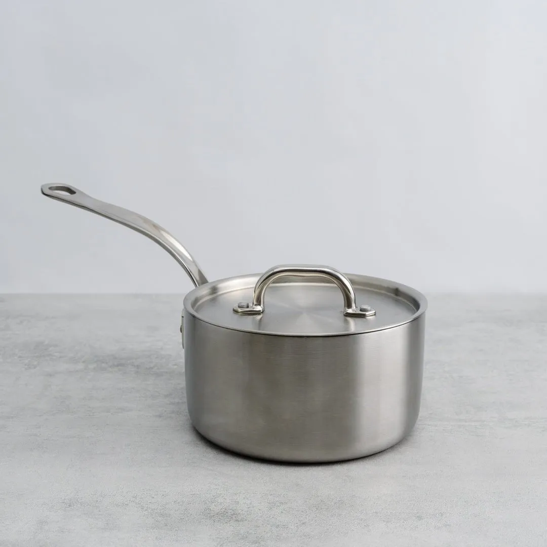 Classic Stainless Steel Tri-ply Saucepan with Lid