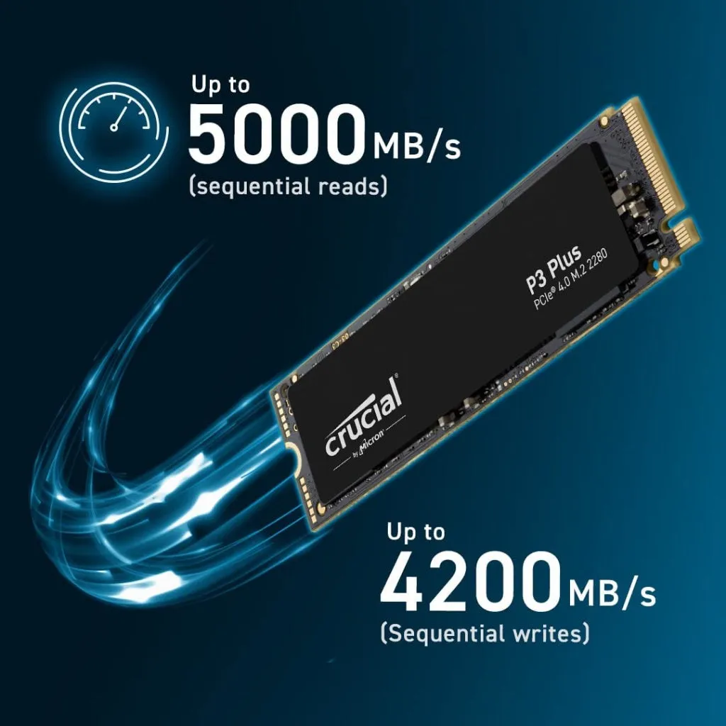 Crucial P3 (GEN3) / P3 Plus (GEN4) NVMe PCIe M.2 2280 Internal SSD Desktop/Laptop SSD Storage (250GB/500GB/1TB/2TB)