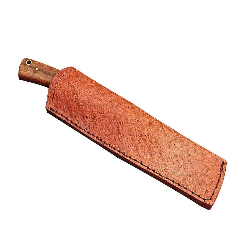 Damascus Cleaver Knife with Rose-wood Handle KCL1201RED