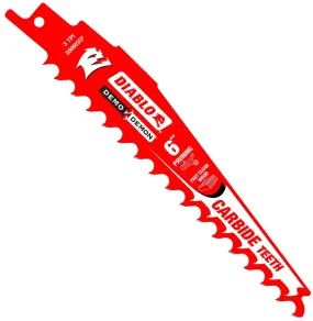 Diablo DS0603CP Reciprocating Saw Blade, 6 in L, 3 TPI, Carbide Cutting Edge, 1/PK :CD: QUANTITY: 1