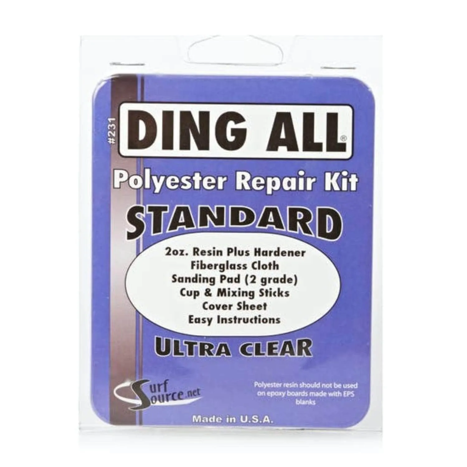 Ding All Standard Ultra Clear Polyester Repair Kit - Purple - 2oz