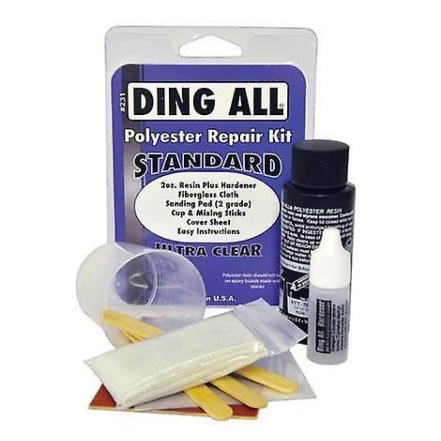 Ding All Standard Ultra Clear Polyester Repair Kit - Purple - 2oz