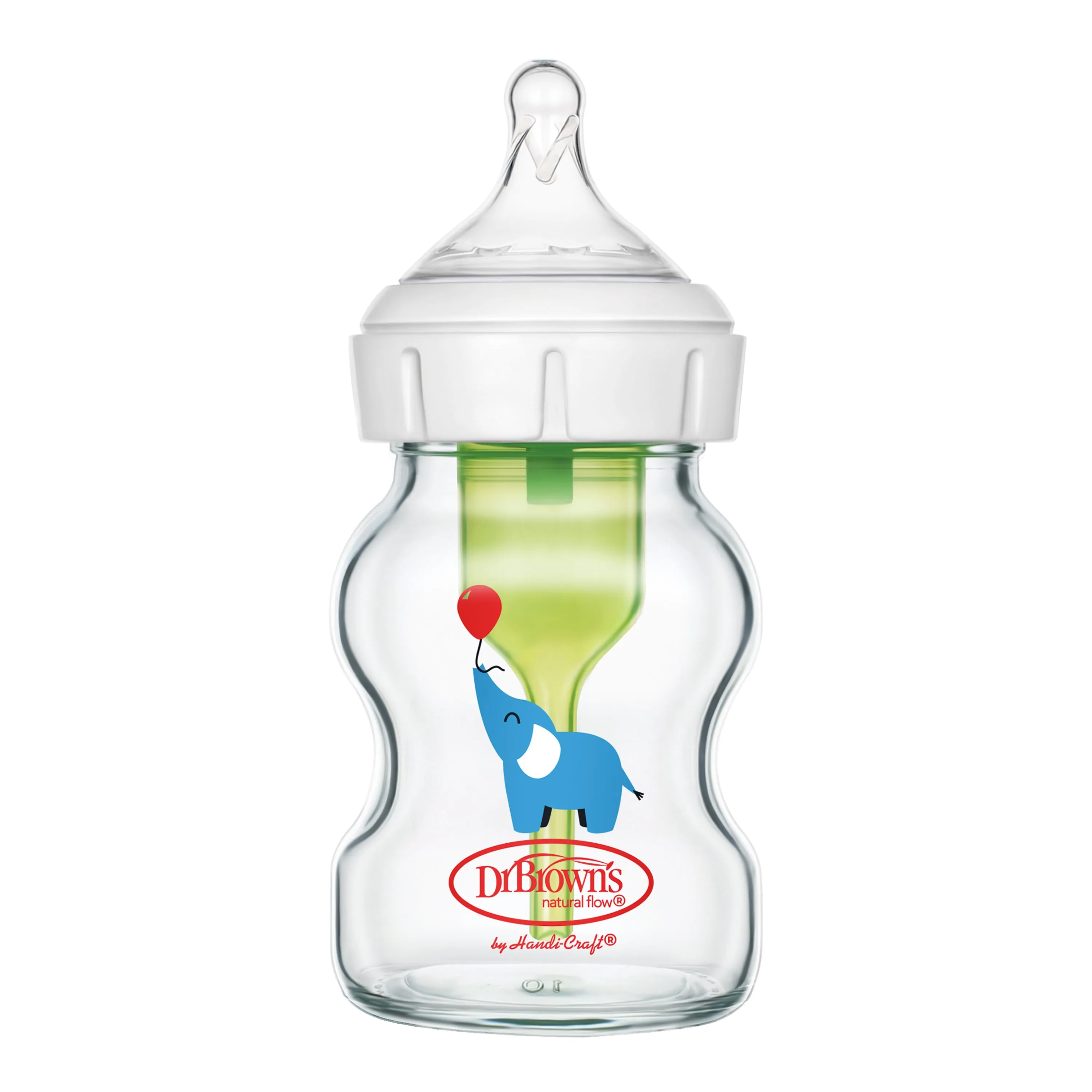 Dr. Brown’s Natural Flow® Anti-Colic Options ™ Wide-Neck GLASS Baby Bottle, with Level 1 Slow Flow Nipple