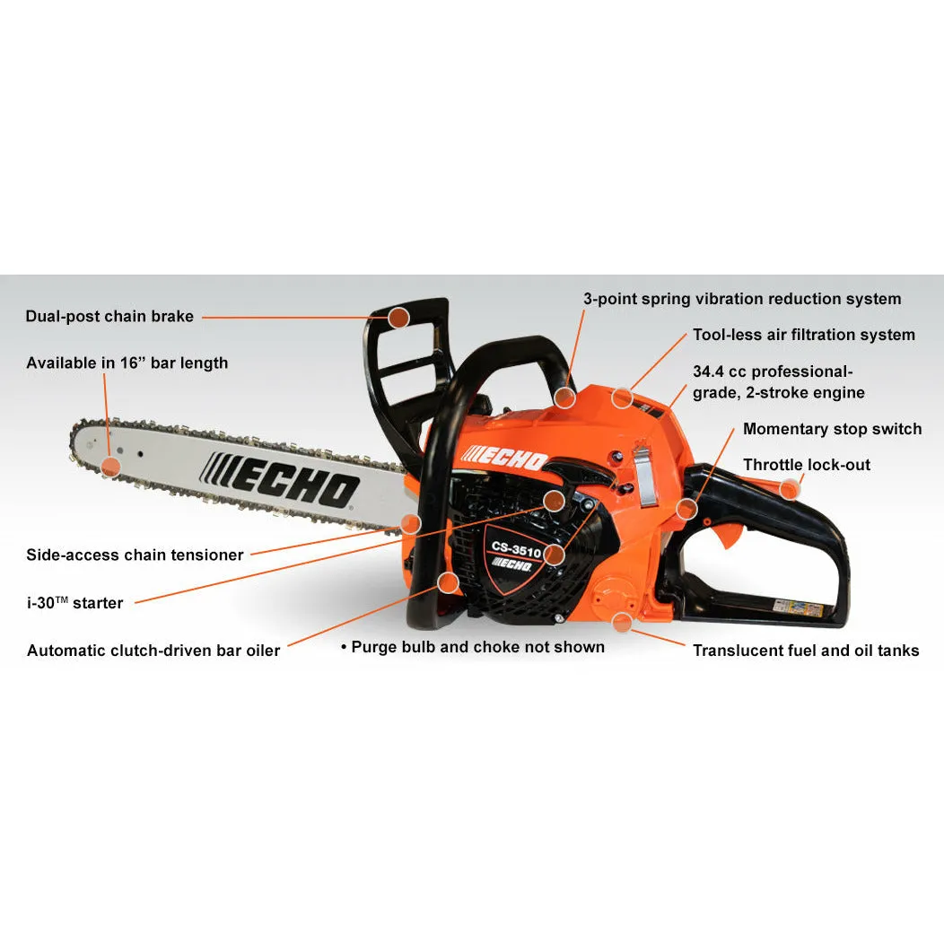 Echo CS-3510-16 Chain Saw (16" Bar & Chain)