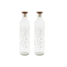 Ellementry Bubbles Glass Bottle with Cork (750 ML)| Water and Milk Bottle for Fridge | Clear and Transparent Bottles for Home and Office | BPA Free | Stylish and Premium Wine Bottle- Set of 2