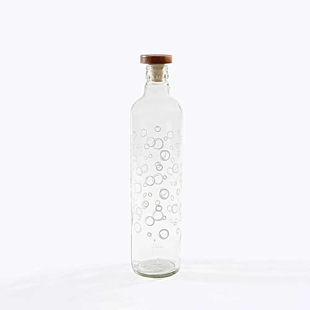 Ellementry Bubbles Glass Bottle with Cork (750 ML)| Water and Milk Bottle for Fridge | Clear and Transparent Bottles for Home and Office | BPA Free | Stylish and Premium Wine Bottle- Set of 2