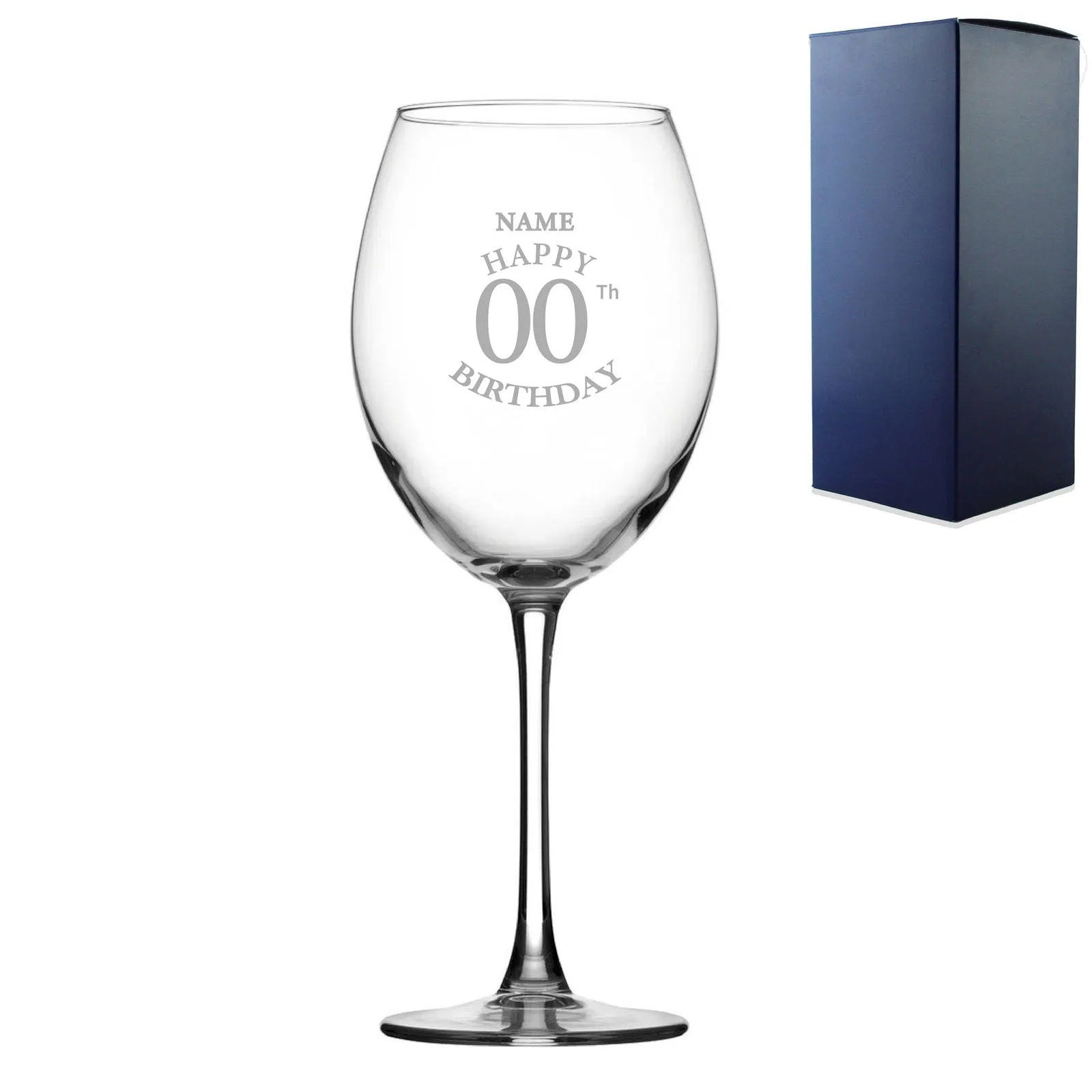 Engraved  Enoteca Wine Glass Happy 20,30,40,50...Birthday Classic, Gift Boxed