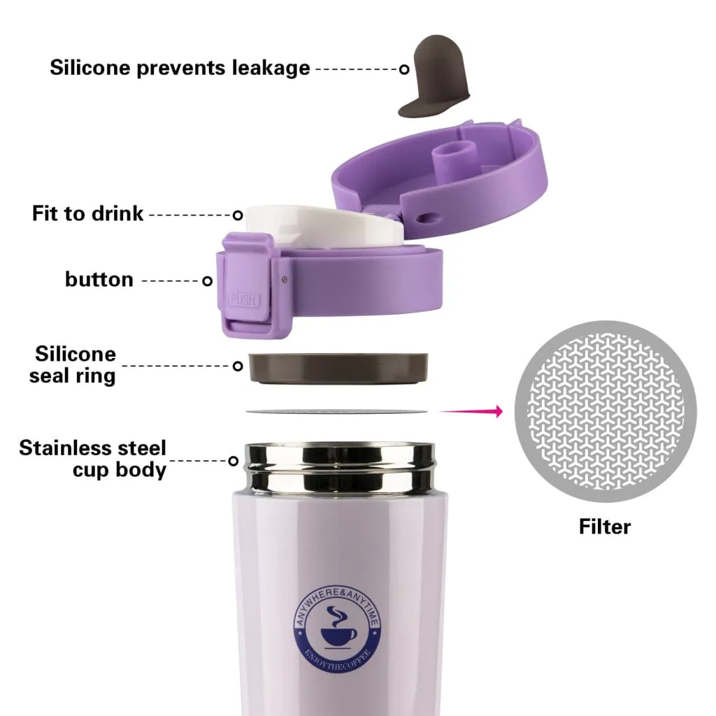 Fissman Double Wall Vacuum Travel Mug Lilac 320ml