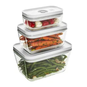 Fresh & Save Three-Piece Rectangular Glass Vacuum Storage Box Set