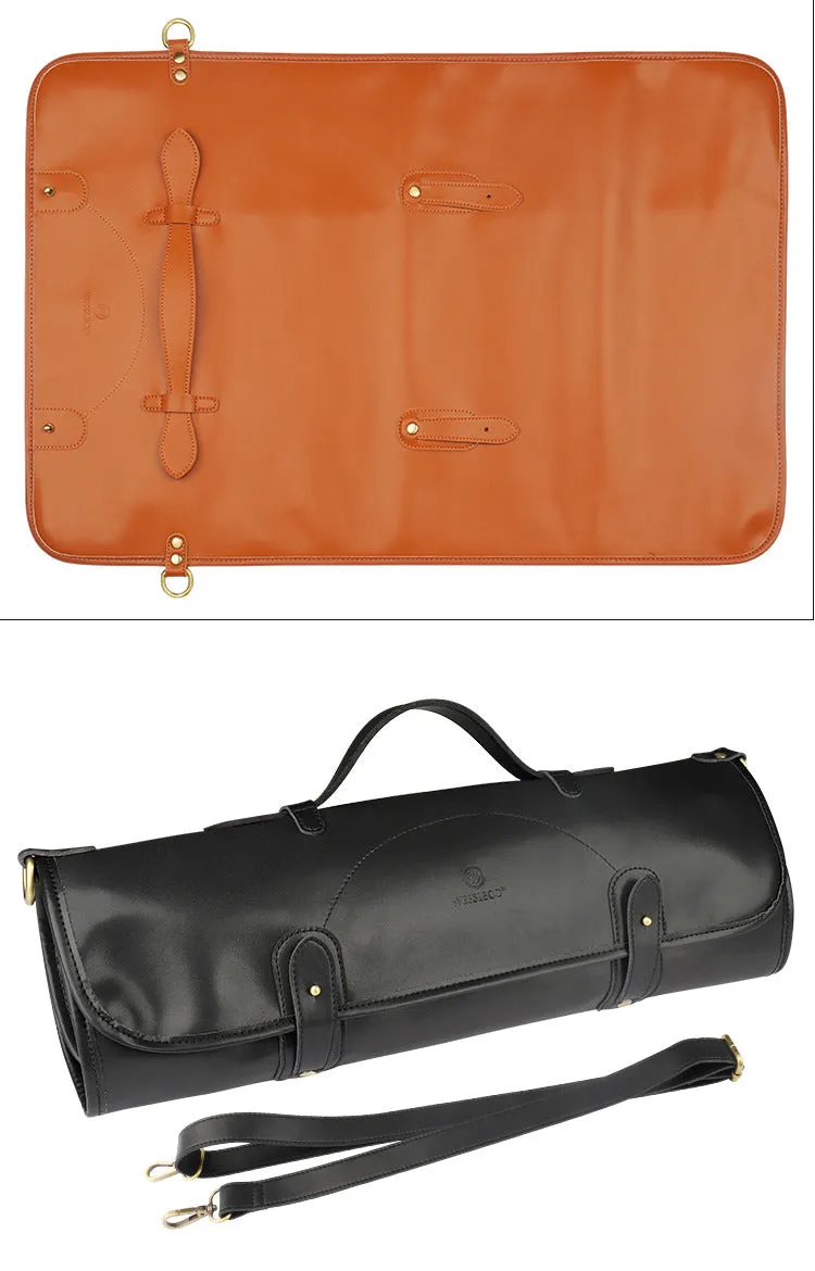 Gennine Leather Chef's Knife Roll Up Storage Bag