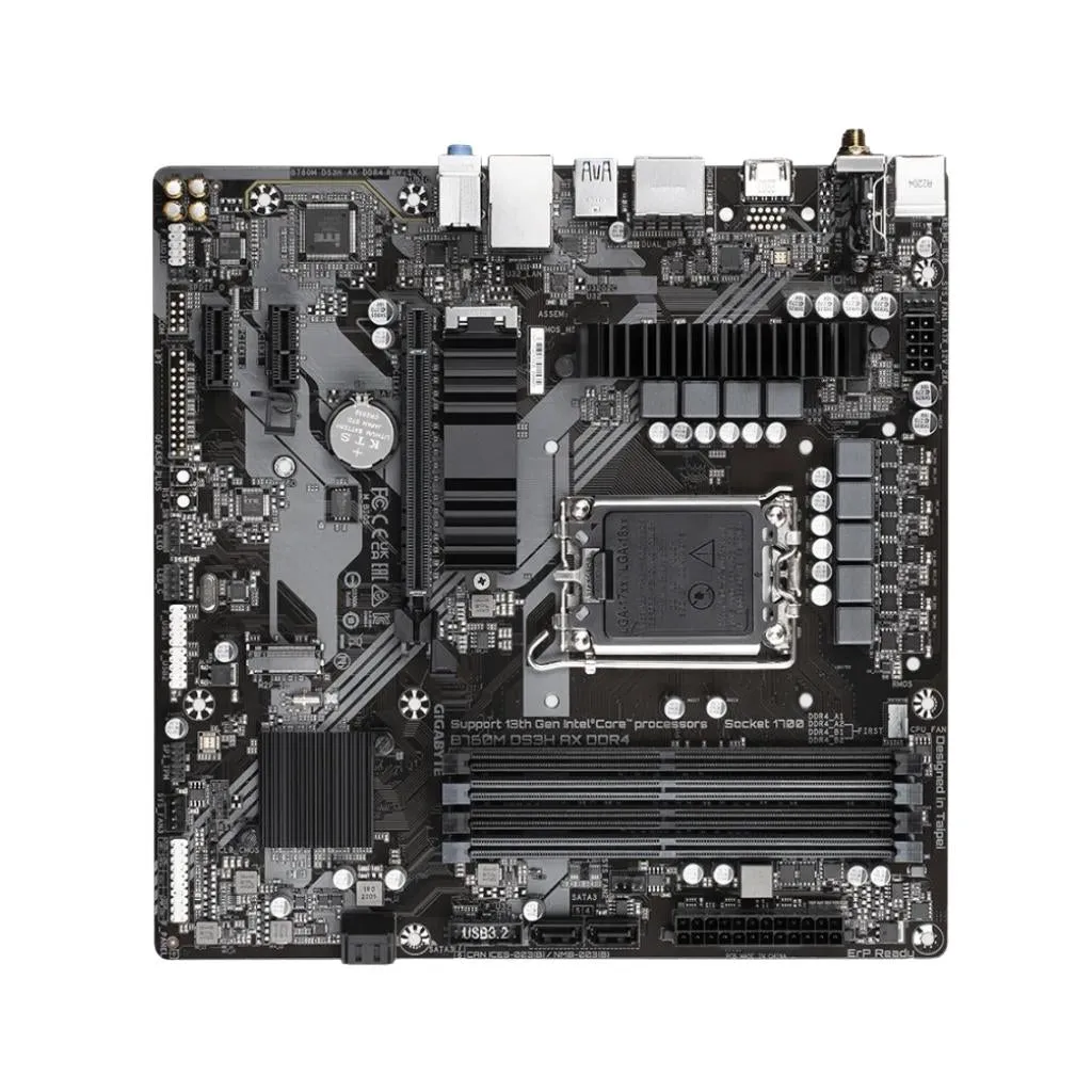 Gigabyte B760M DS3H AX WiFi D4 DDR4 Micro ATX (mATX) Intel Motherboard | Intel LGA1700 Socket