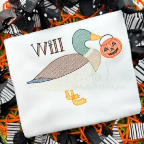 Halloween Mallard sketch stitch machine embroidery design file