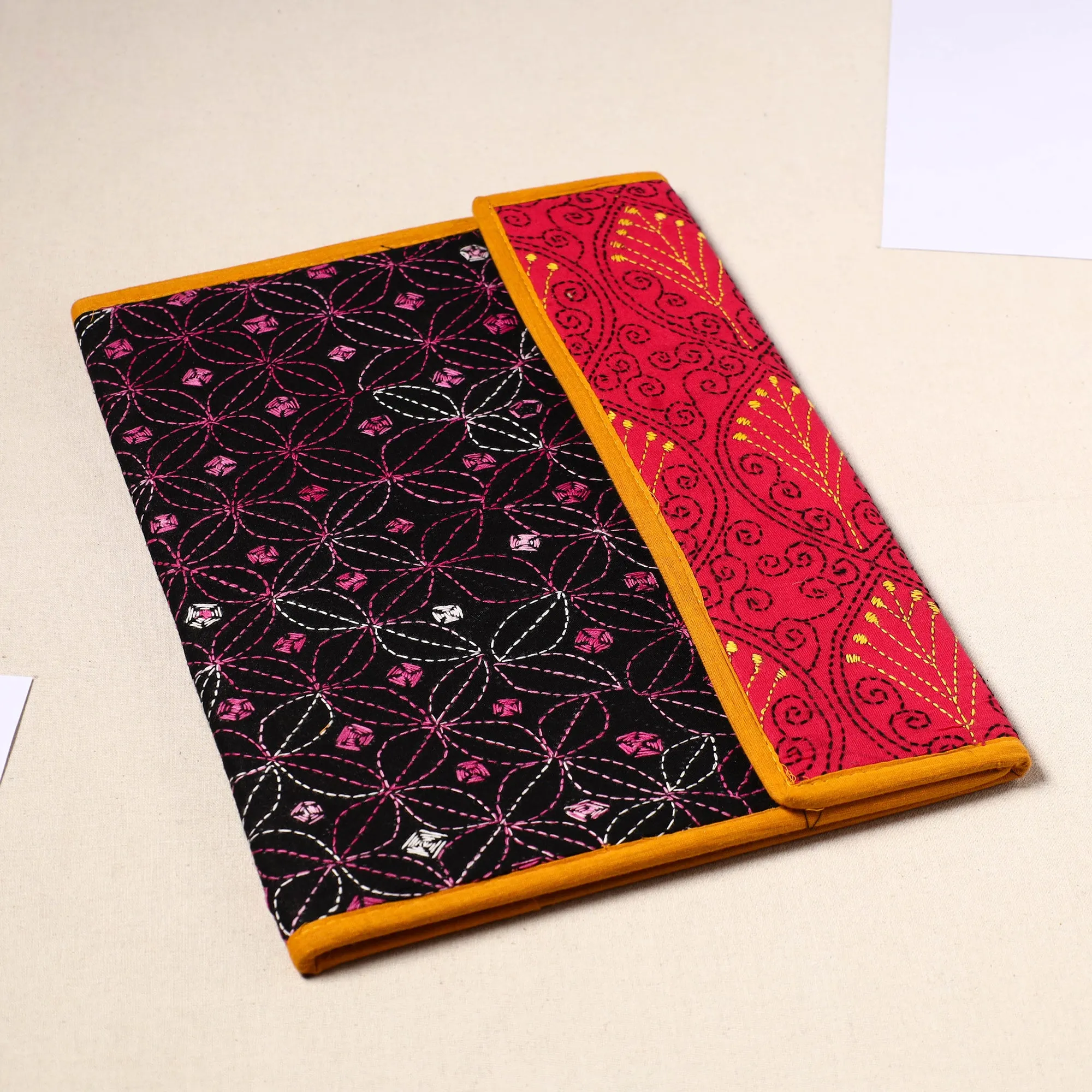 Handcrafted Bengal Kantha Work File Folder 77