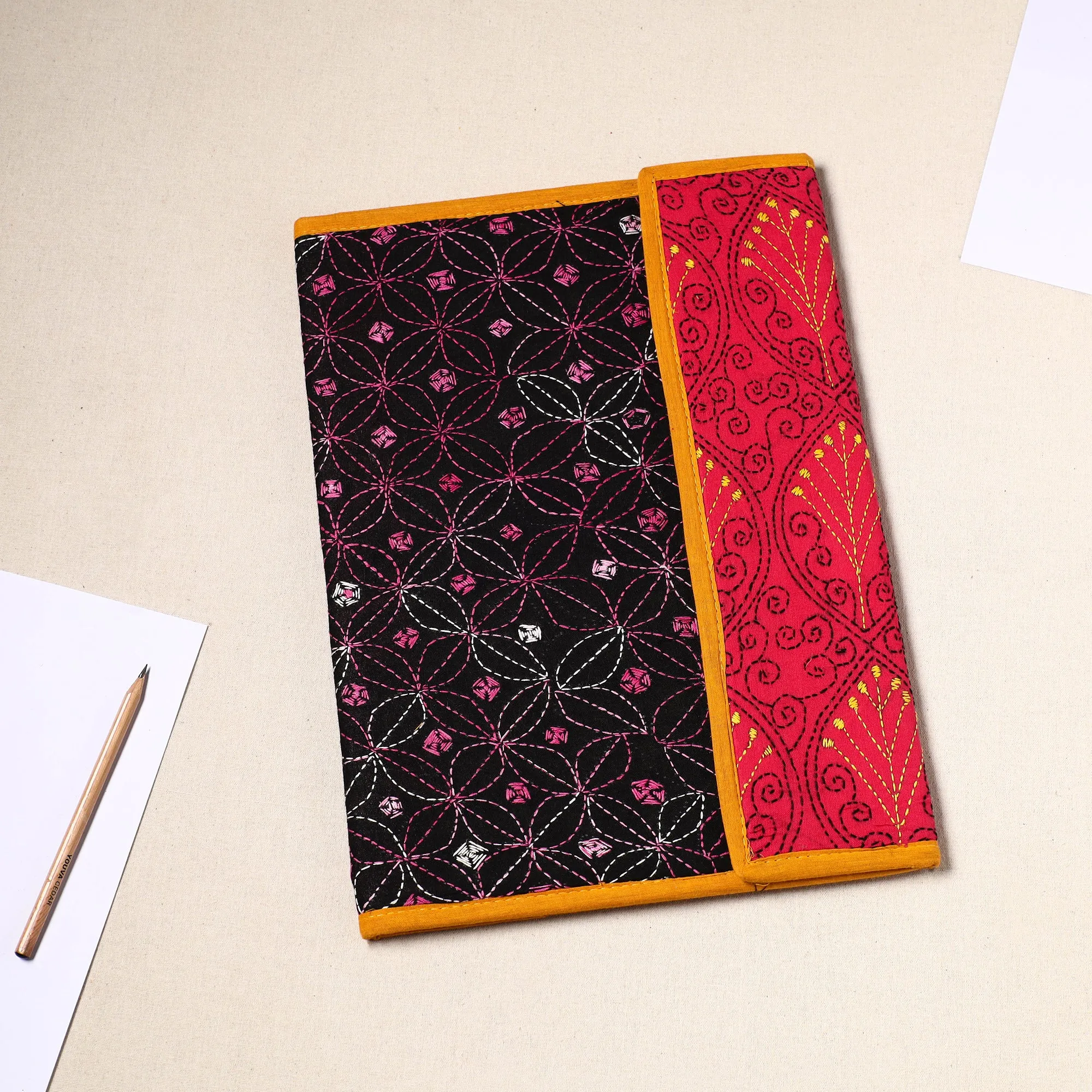 Handcrafted Bengal Kantha Work File Folder 77