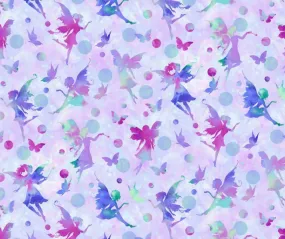 Henry Glass Fairy Silhouettes Lilac 100% Cotton - 10cm Increments