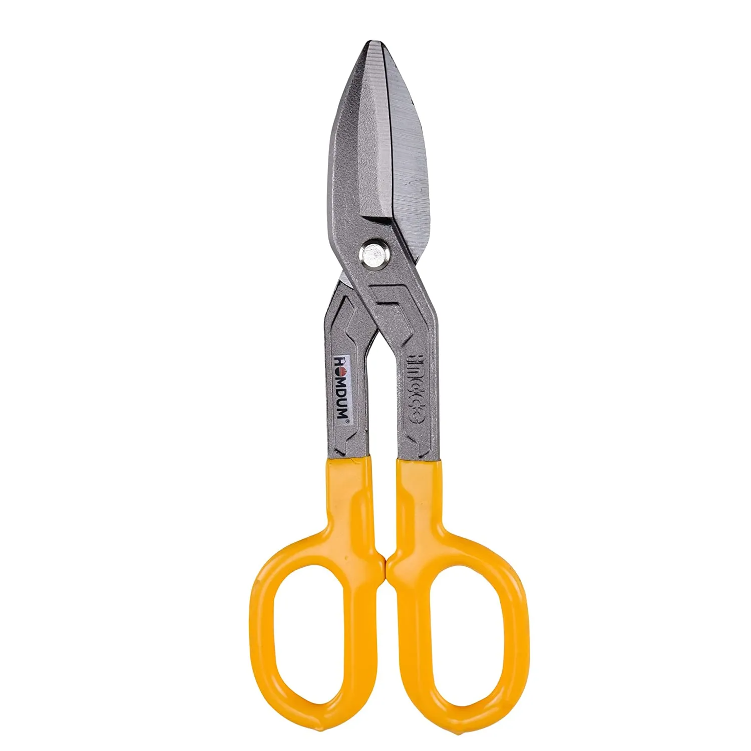 Homdum 10inch Snip scissors Straight Cut Tin Cutter HTS2610  INGCO Anti-Slip Design Blade Scissor Heavy Duty Metal Sheet Cutting Snippers Hand Steel Shears 250 MM yellow