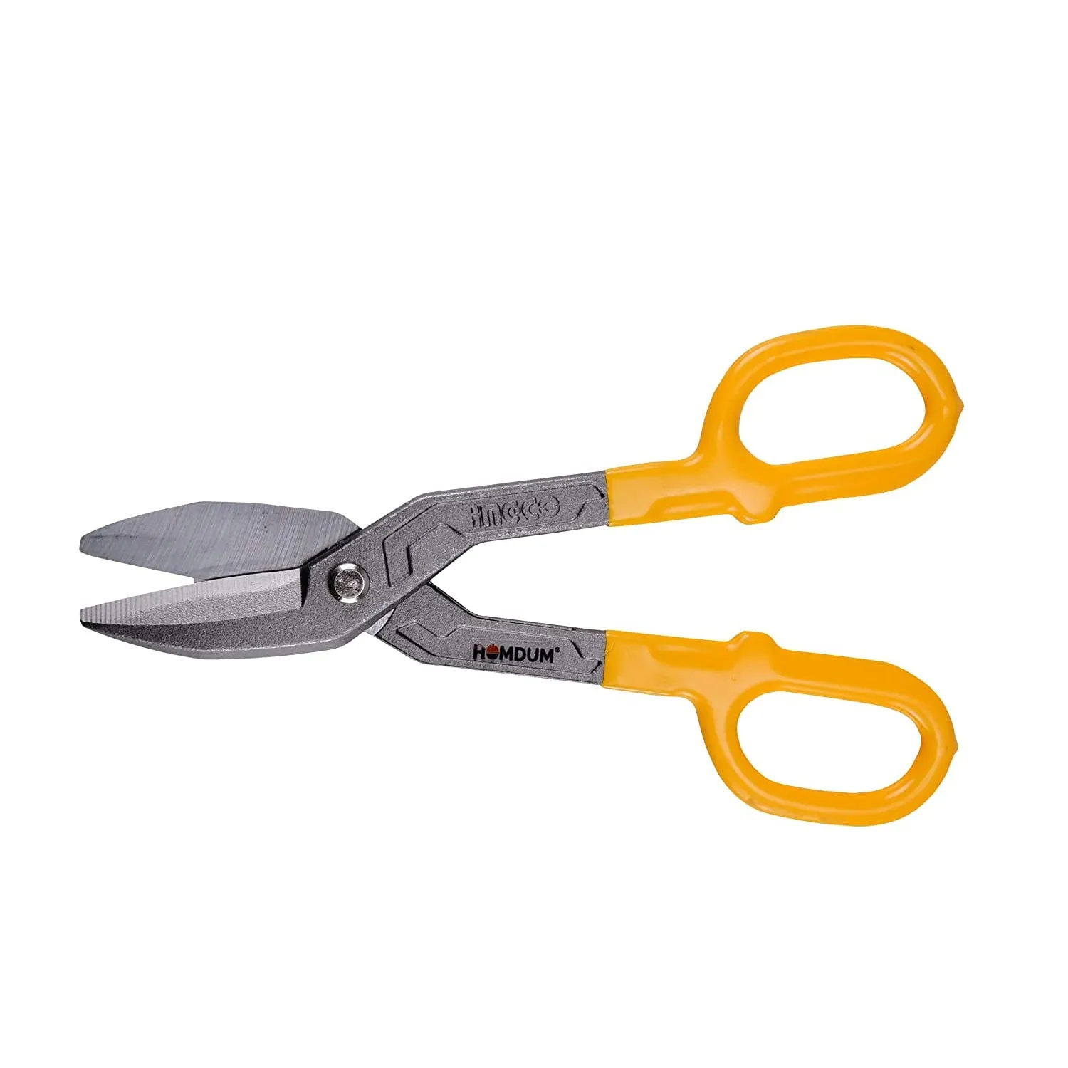 Homdum 10inch Snip scissors Straight Cut Tin Cutter HTS2610  INGCO Anti-Slip Design Blade Scissor Heavy Duty Metal Sheet Cutting Snippers Hand Steel Shears 250 MM yellow