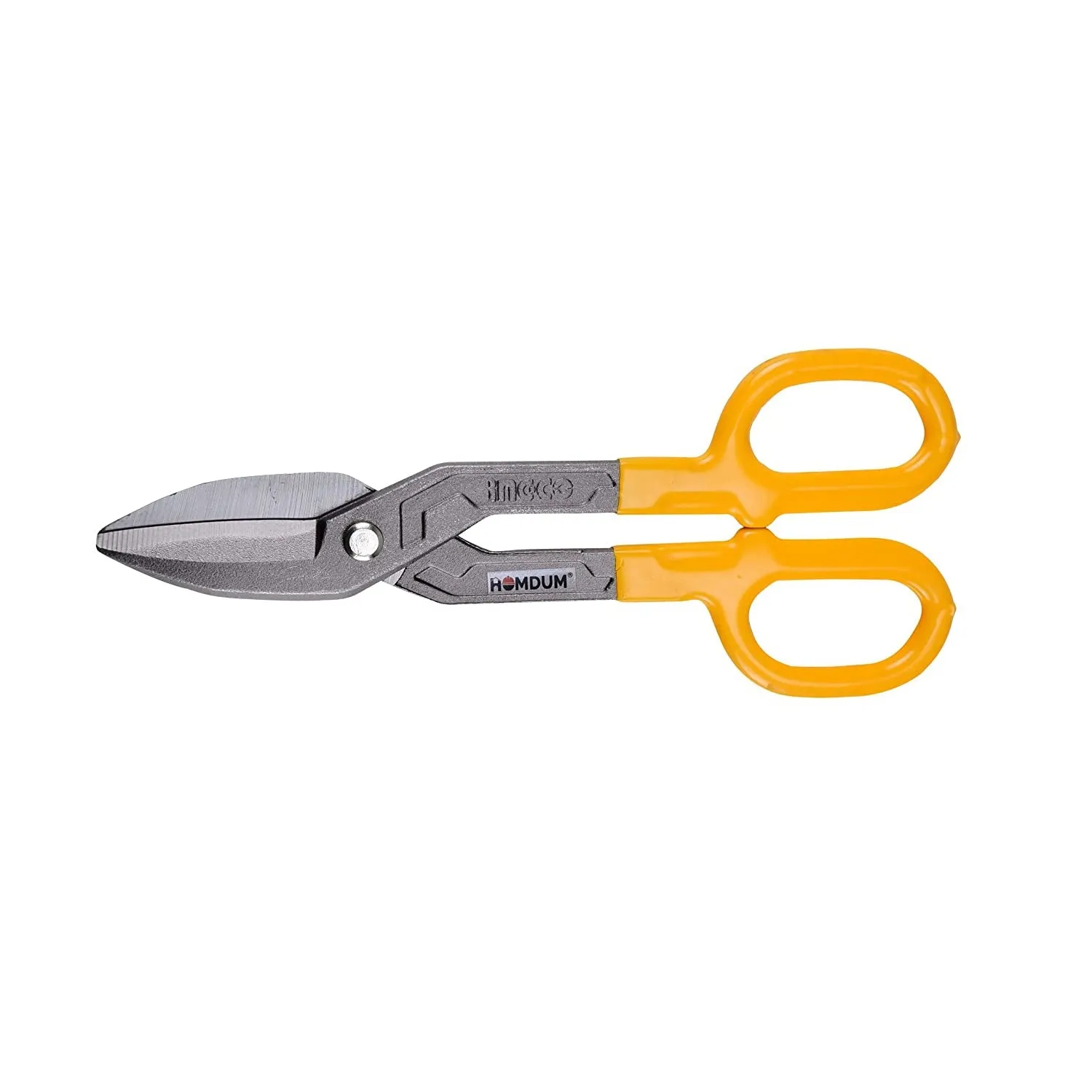 Homdum 10inch Snip scissors Straight Cut Tin Cutter HTS2610  INGCO Anti-Slip Design Blade Scissor Heavy Duty Metal Sheet Cutting Snippers Hand Steel Shears 250 MM yellow